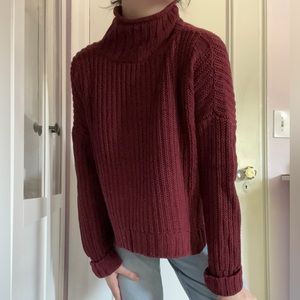 Chunky Maroon Express Knit Turtleneck Sweater!